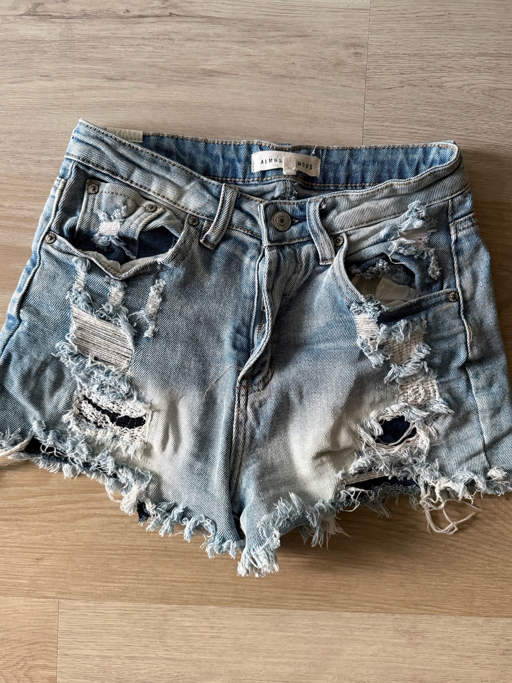 Light Blue Distressed Denim Shorts Size 0
